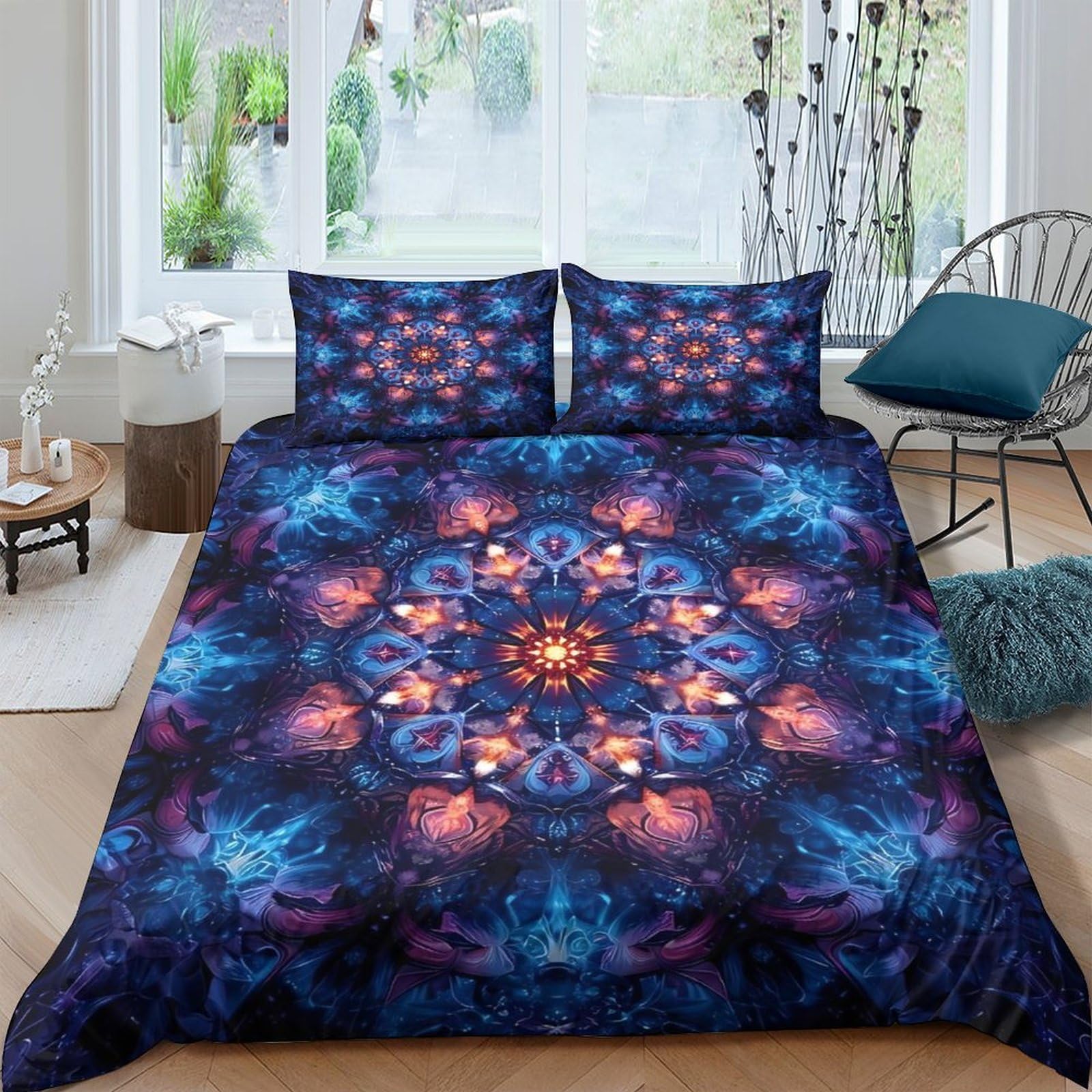 Ctjqhvkz Style-4 3D Printed Galaxy Starry Sky Fitted Sheet Microfiber Soft Bed Cover Cosmic Nebula Bedroom Decor Dustproof Easy Care Single（135X200cm）