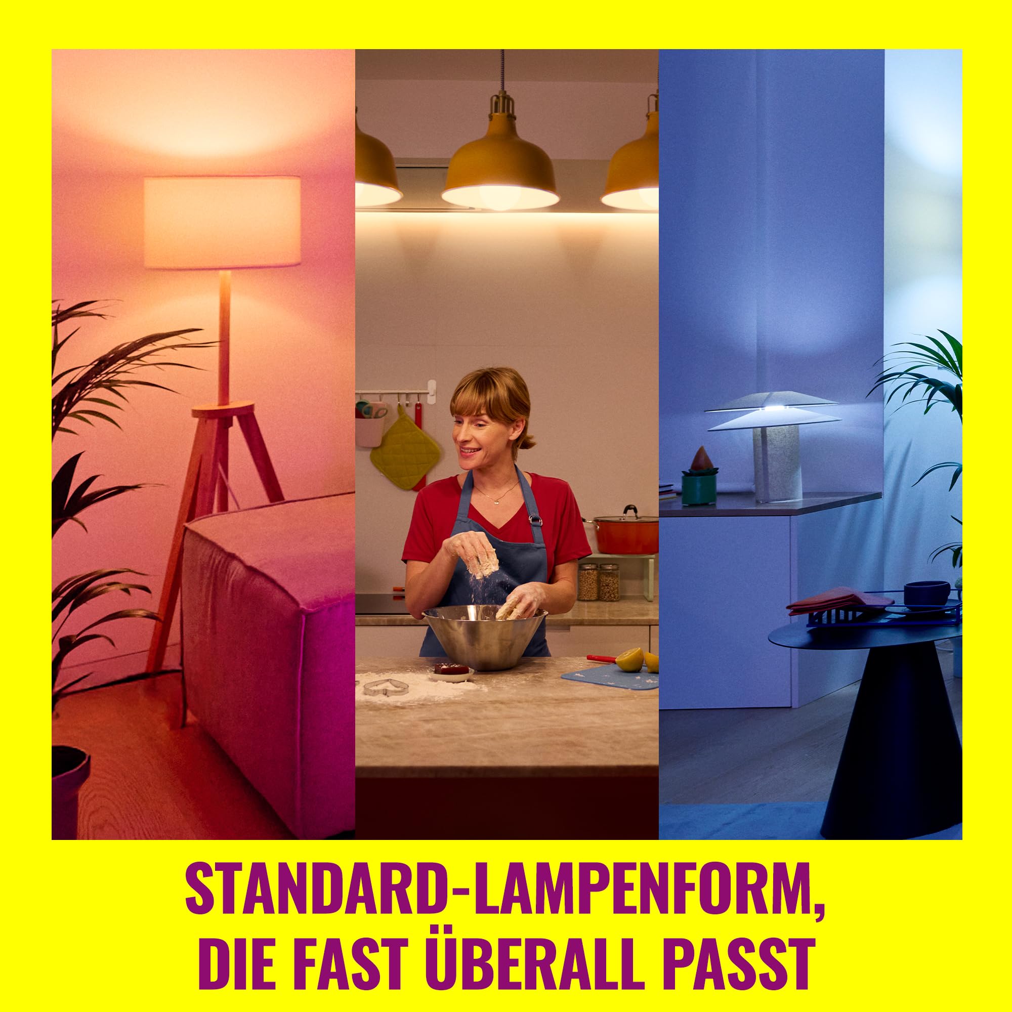 WiZ Smart LED A60 Glühbirne, Full Color and Tunable White, E27-Sockel, 60 W Äquivalent, 2200–6500 K, 806 Lumen, dimmbar, kompatibel mit Alexa, Google Assistant und Apple Home, 4er-Pack