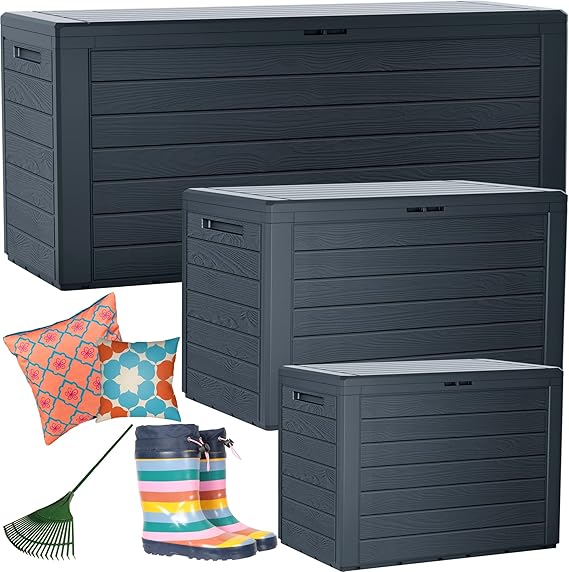Garden Storage Boxes Outdoor Garden Furniture 140L Medium, 190L Large