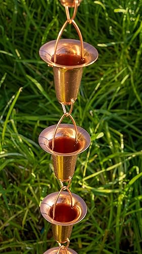 Miniatura 2 de Stanwood Rain Chain Cadena de lluvia de cobre en forma de campanataza, 8 pies