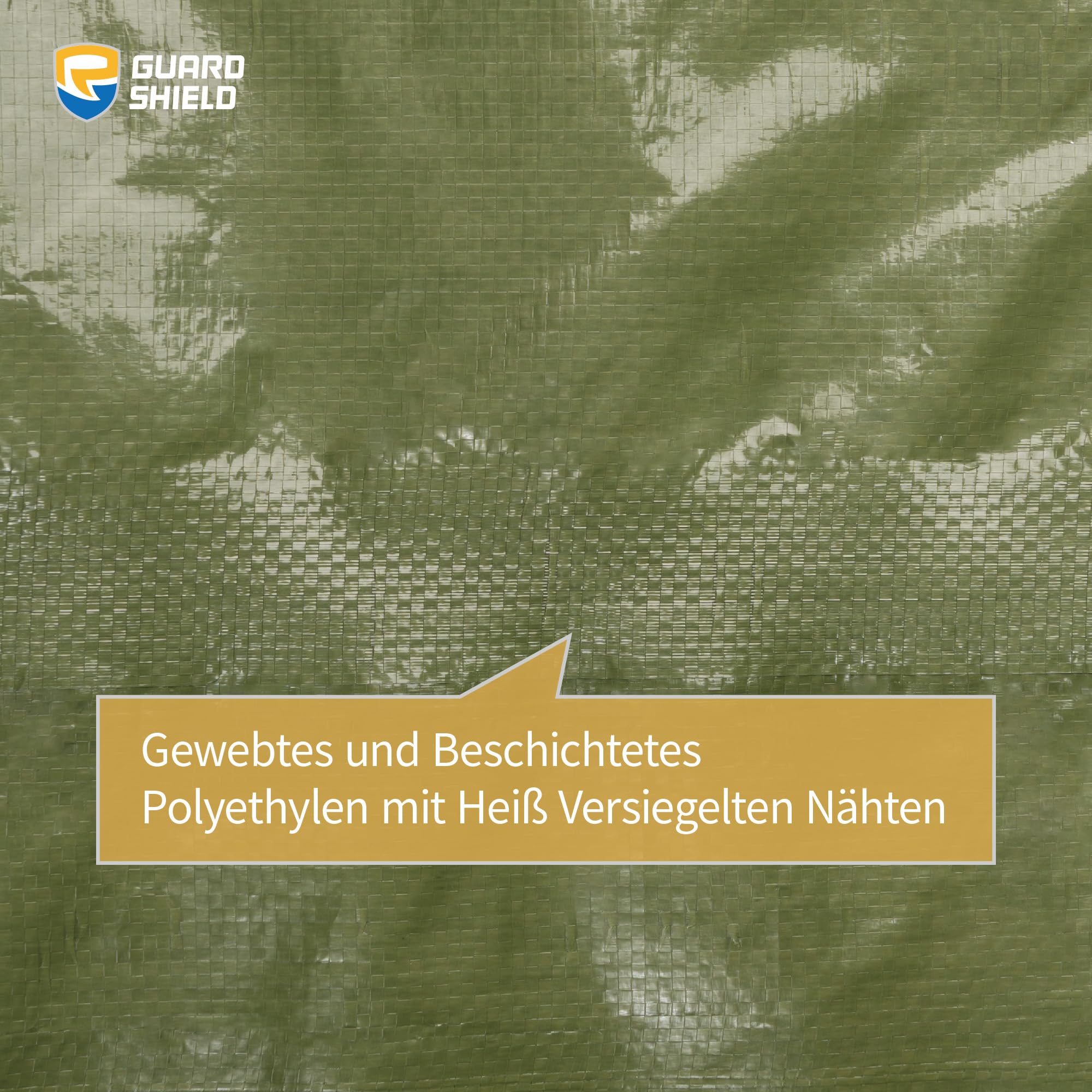 GUARD SHIELD Telone di copertura con occhielli, impermeabile, 3 m x 6 m, verde, multifunzione, in poliestere, 120 g/㎡, in tessuto, multiuso, resistente agli strappi, stabilizzato ai raggi UV