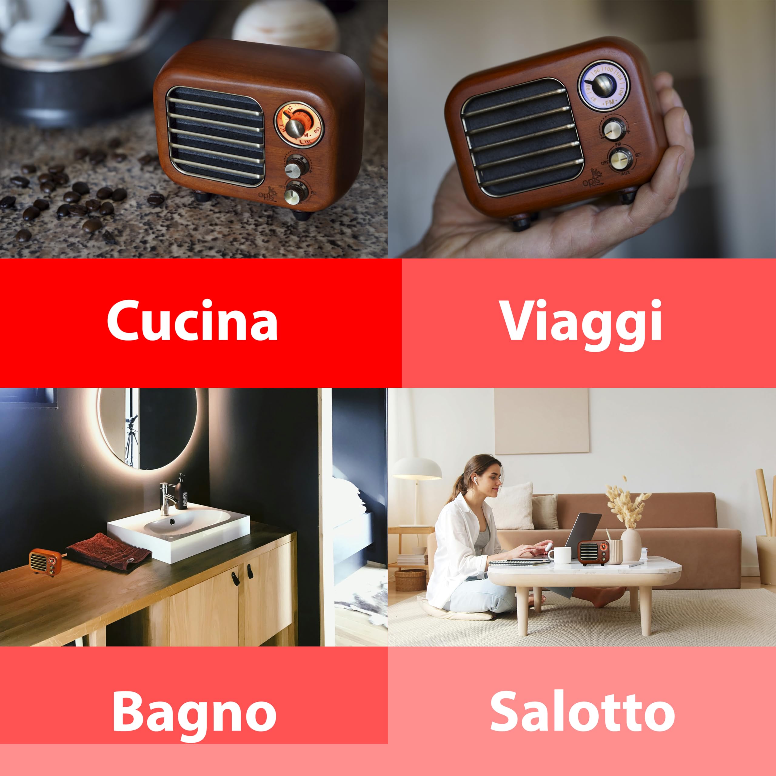 Opis Radio 3 - Altoparlante Bluetooth, design retrò, piccola radio con altoparlante Bluetooth
