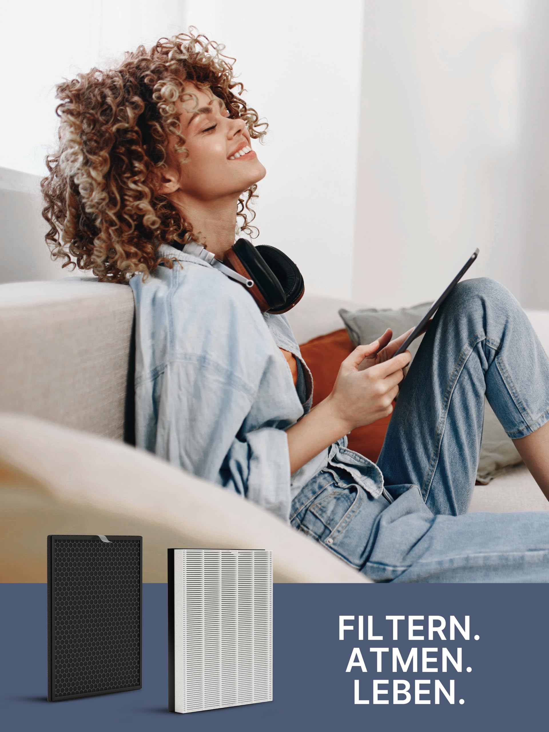 Comedes - zestaw wymiennych filtrów powietrza Philips AC1215/10 (seria 1000) | Filtr HEPA i węgiel aktywny | Zastępuje Philips FY1410/30 i FY1413/30