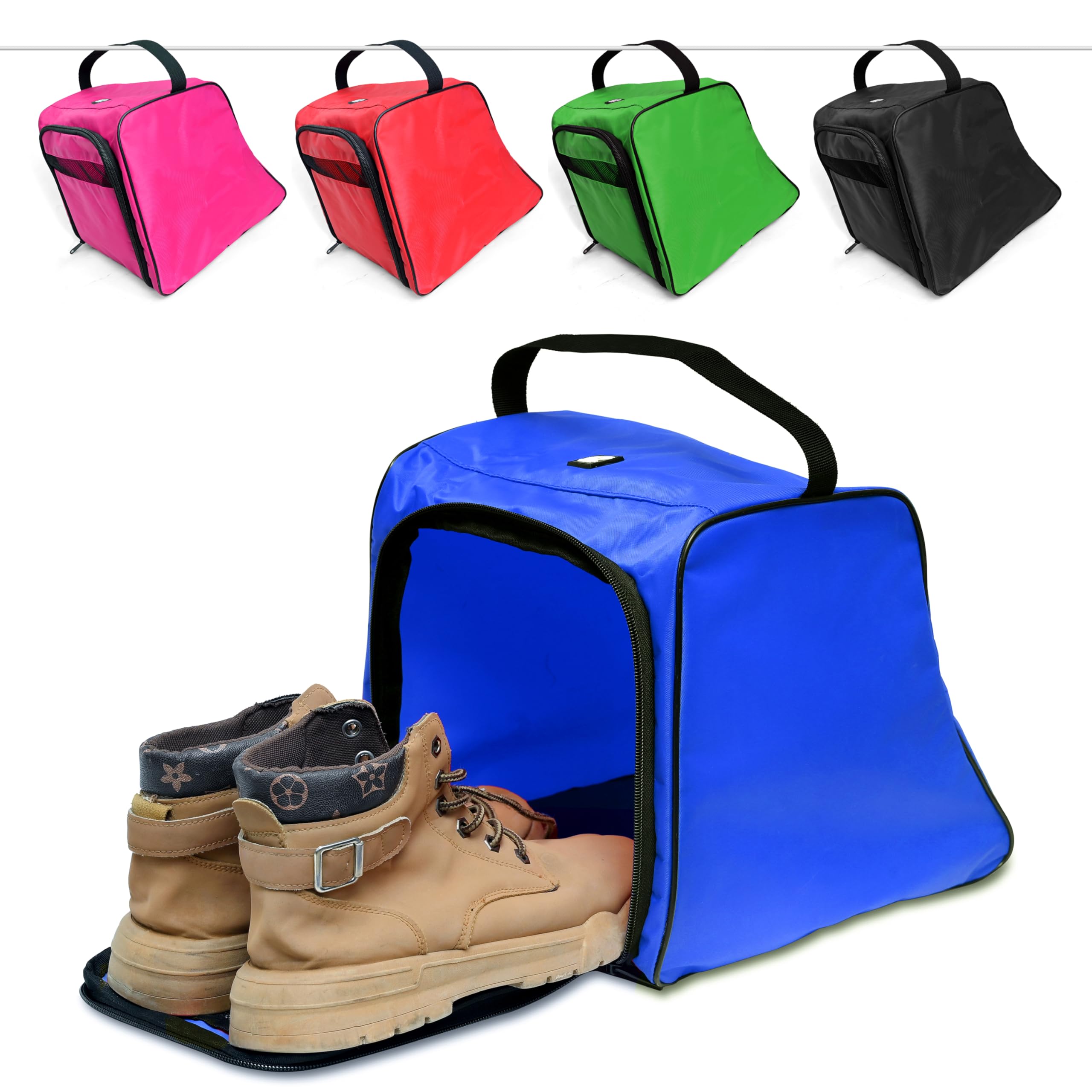Boot Bag Storage for Travel & Outdoor Sports - Fits Hiking, Work, Golf, Rugby, Football, Gym and Tactical Footwear - Waterproof, Durable, Portable and Carrier Case (Blue)