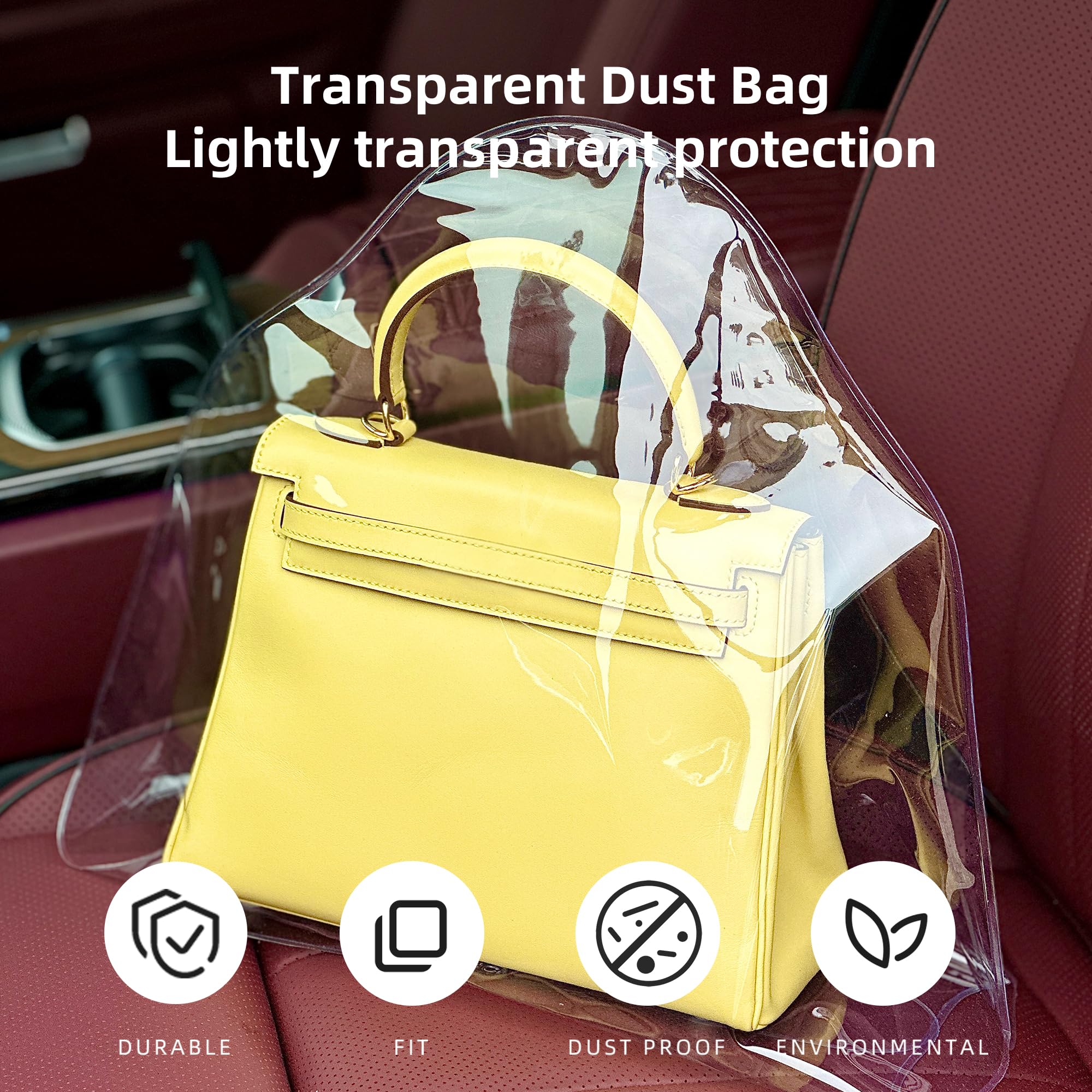 DGAZ Bolsas transparentes para el polvo para bolsos de lujo, bolsa de almacenamiento impermeable, protector de bolso ligero