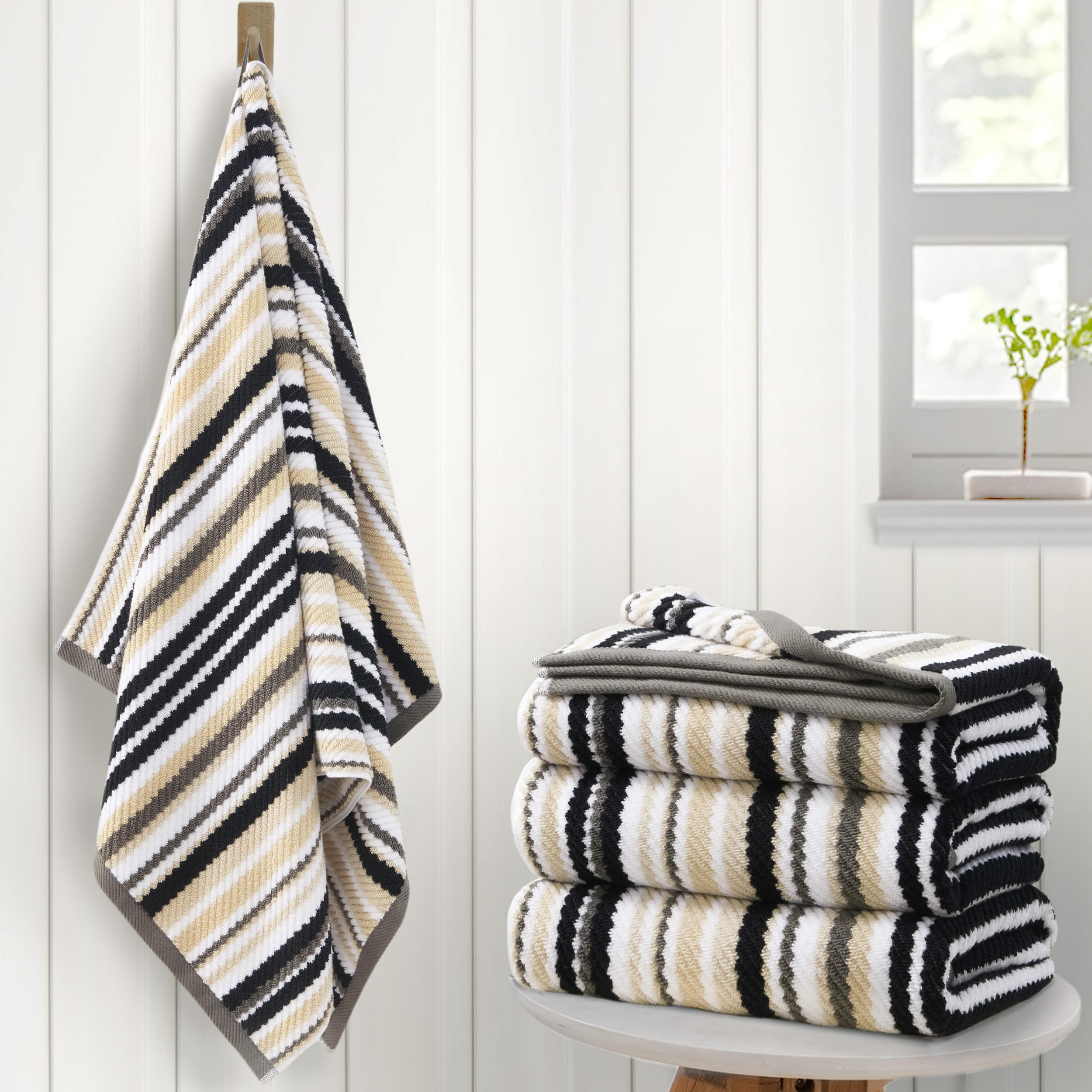 VOOVA & MOVAS Gray Beige Bath Towel Set - Soft & Absorbent -22