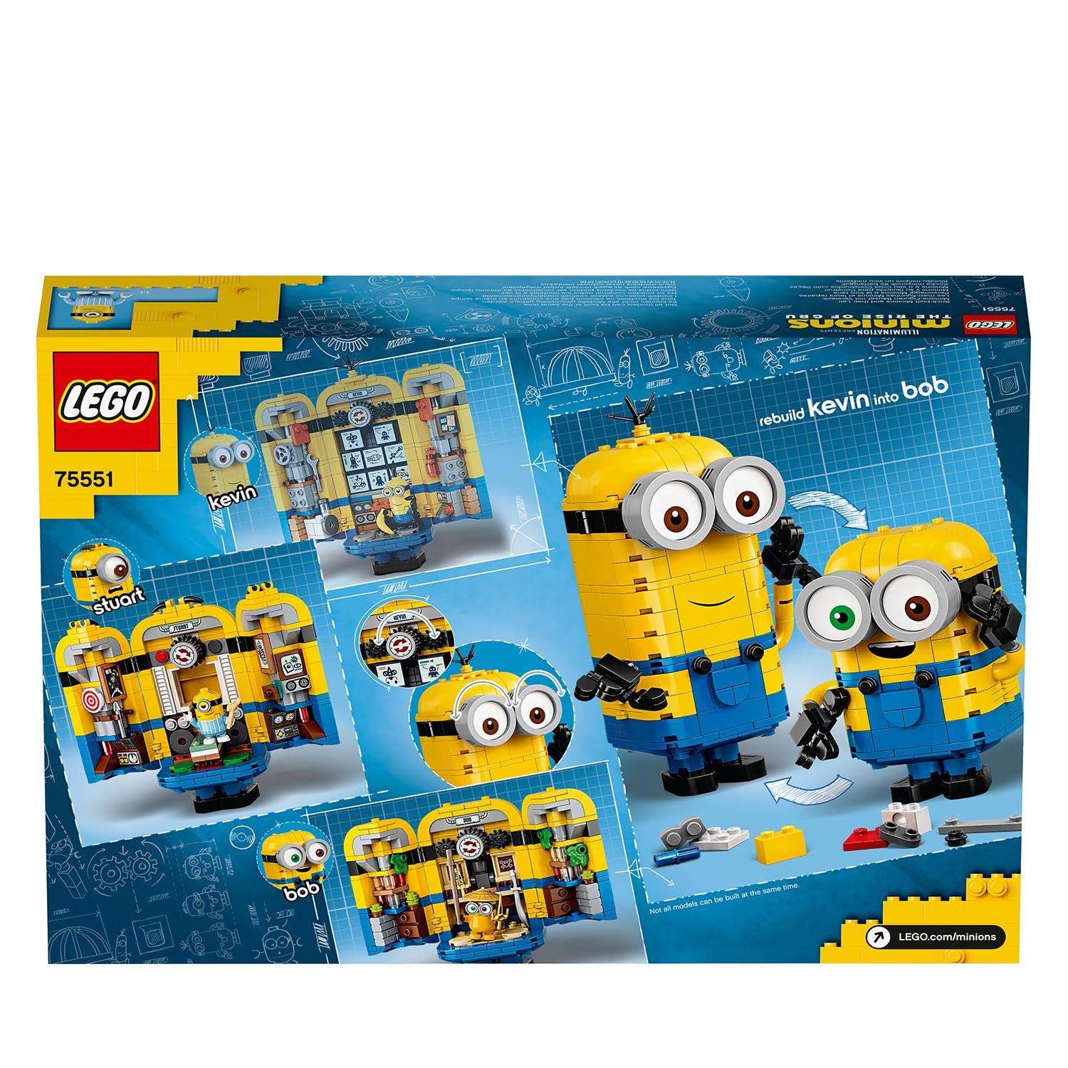 LEGO 75551 Minions Les Maxi-Minions et Leurs Repaires Modèle d'Exposition Comprenant Les Figurines des Minions Stuart, Kevin et Bob