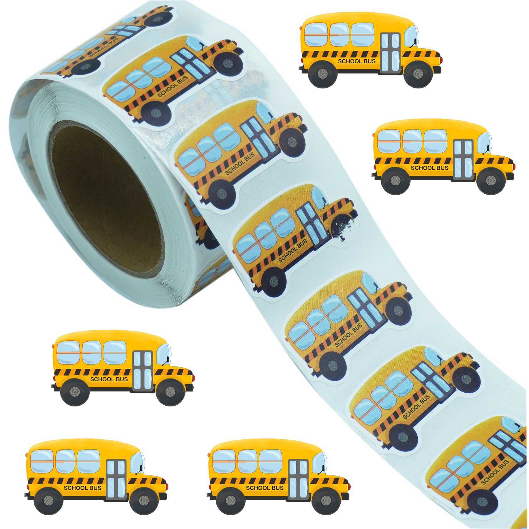 500PCS School Bus Party Stickers - Welcome Back to School Party Favors and Supplies Yellow Cartoon Transportation First Day of School Paper Stickers