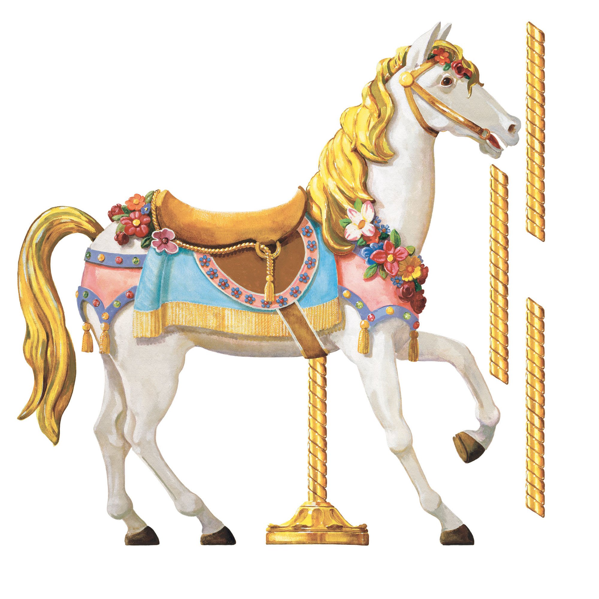 Roommates Carousel Horse Peel & Stick Giant Wall Decal, Multi-Colour, Rmk2039Slm
