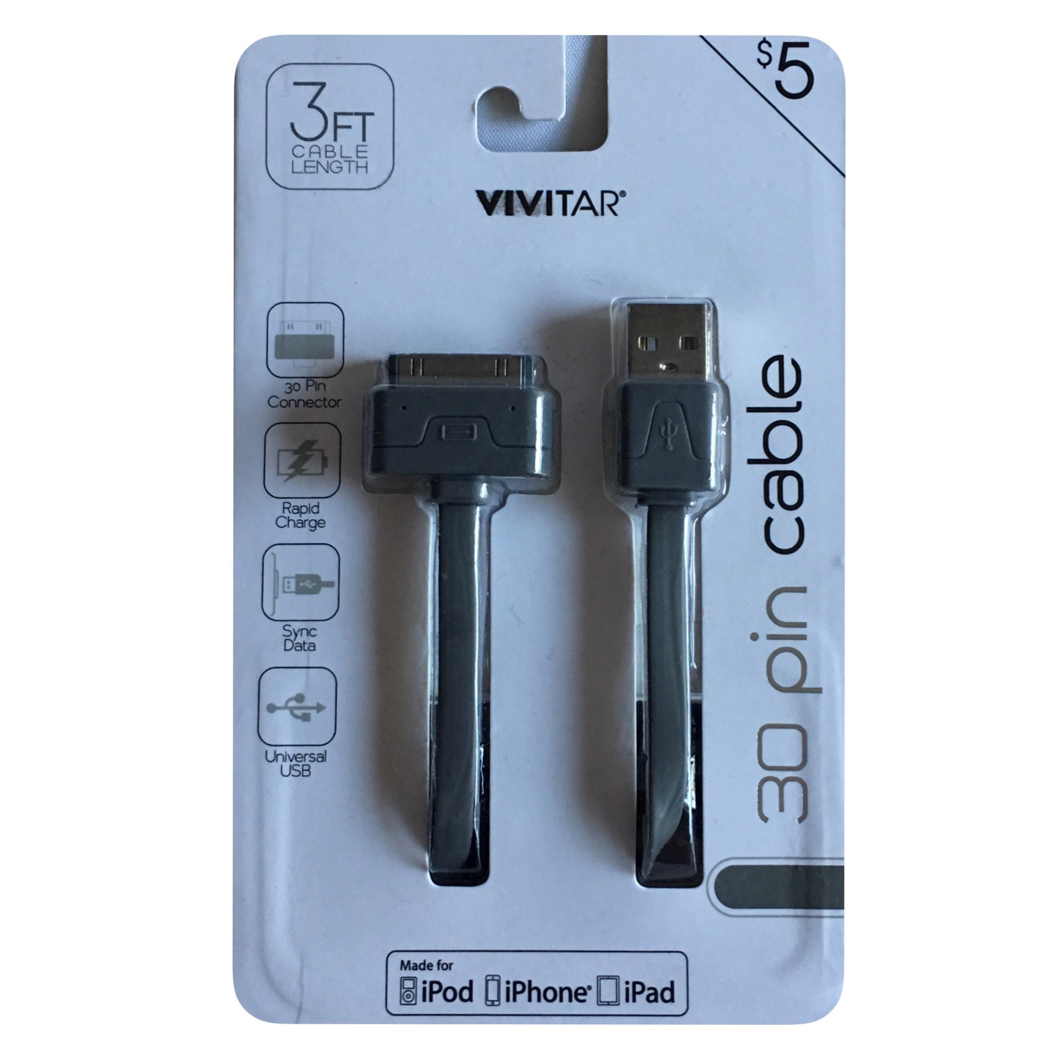 Cavo Ricarica Vivitar 30-Pin Intrecciato 3 Piedi Per IPhone/iPad/iPod (Nuovo) - 5