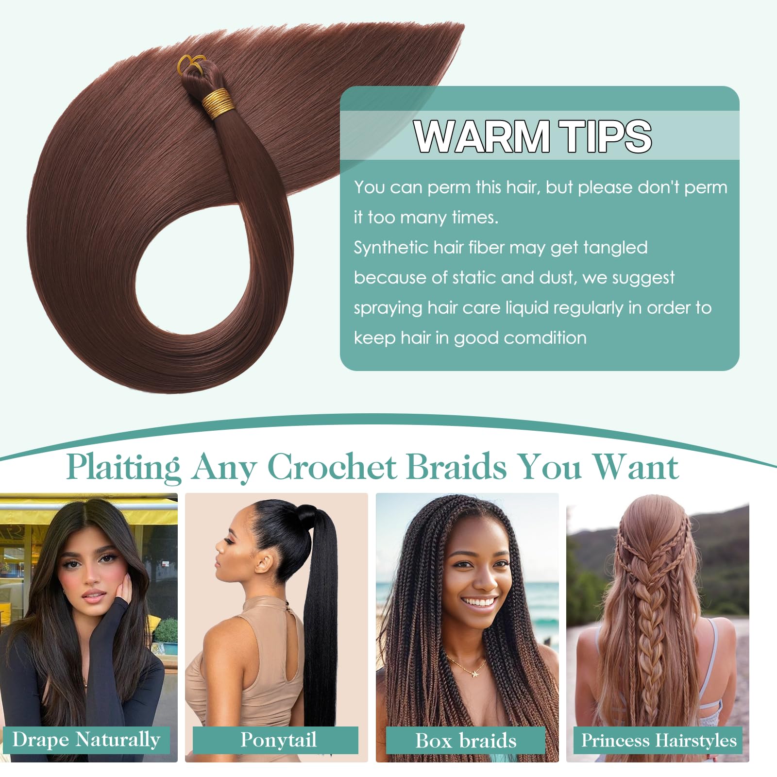 Locescsoc 28 Inch Straight Hair Extensions 150g 3 Packs Bone Straight Braiding Hair - Image 4