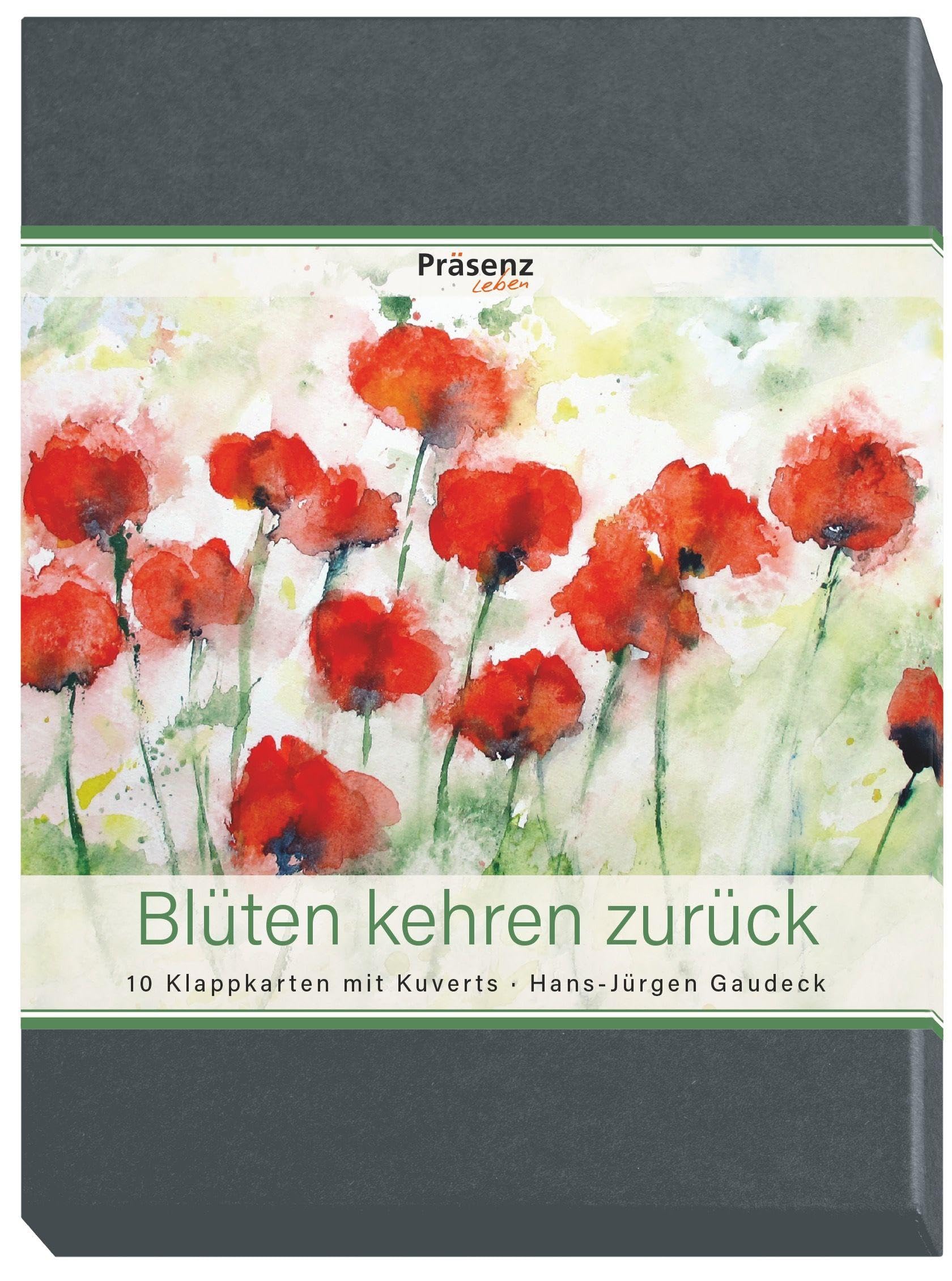 Cartes pliantes Blüten kehren zurück par Hans-Jürgen Gaudeck avec enveloppes x10