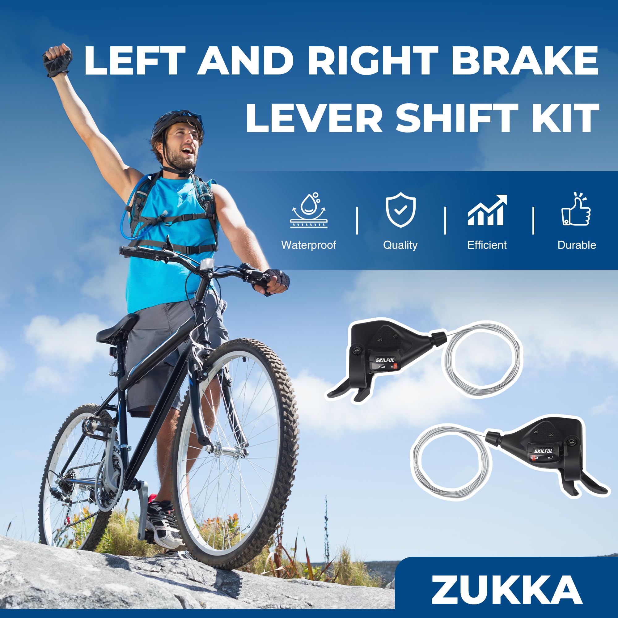 ZUKKA 1 paio di leve del cambio per bicicletta 3 x 8 24 marce, leva del cambio per mountain bike, bici da corsa, MTB, BMX, nero