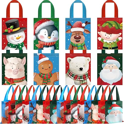 Photect 32 bolsas de regalo de Navidad a granel con asas, bolsas de mano reutilizables no tejidas para vacaciones de invierno, muñeco de nieve, disponible en Yaxa Costa Rica