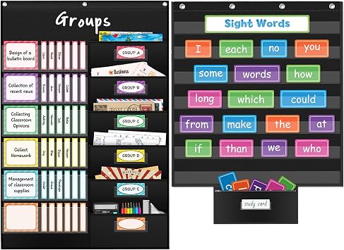 28"x28" Sentence Strip Holder & Classroom Jobs Chart - Pocket Charts for Classroom - Teacher Supplies - Back to School Supplies