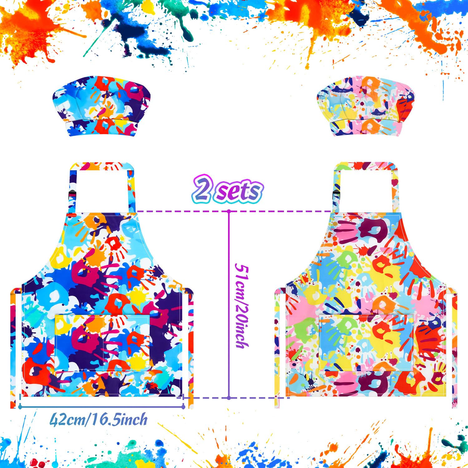 TOPWAYS Kids Aprons, Chef Hat Set Children Apron - Image 4