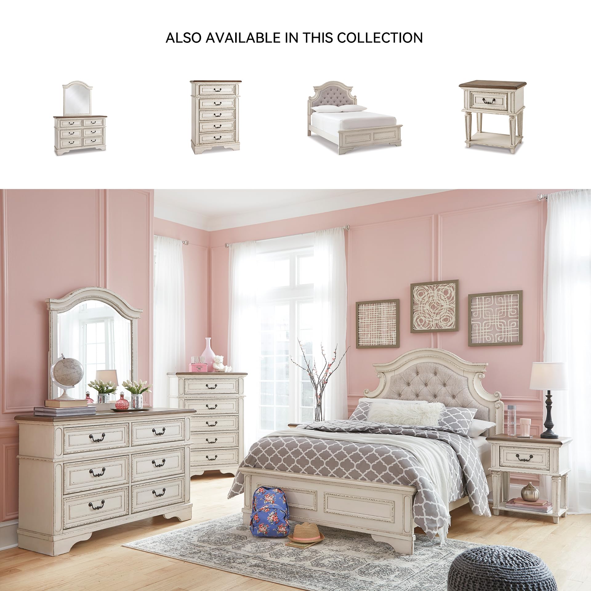 Amazon.com: Signature Design By Ashley Realyn French Country Youth 6 Drawer  Dresser, Chipped White & Brown : Home & Kitchen