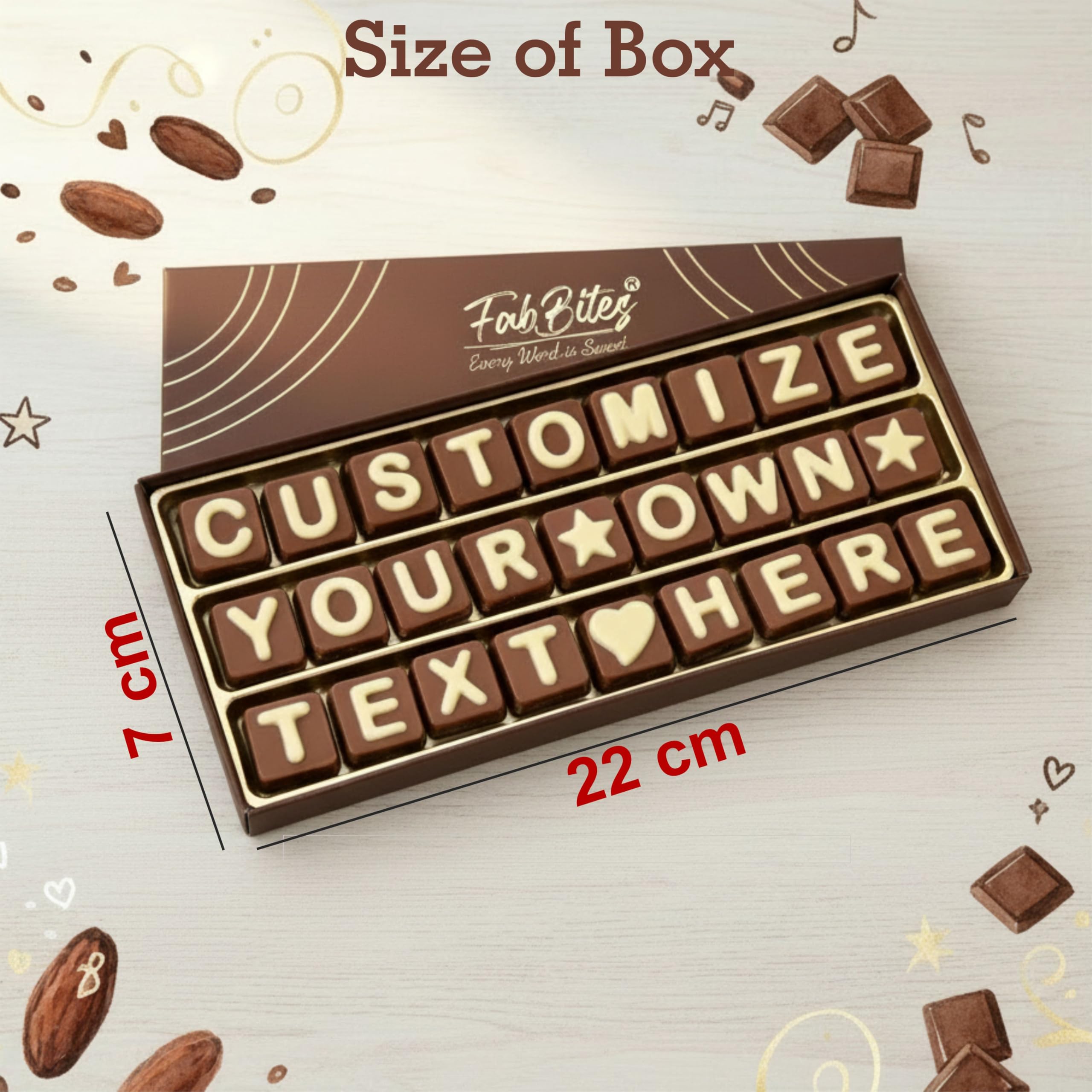 Chocolate Venue 3 Line Message with 27 Alphabets