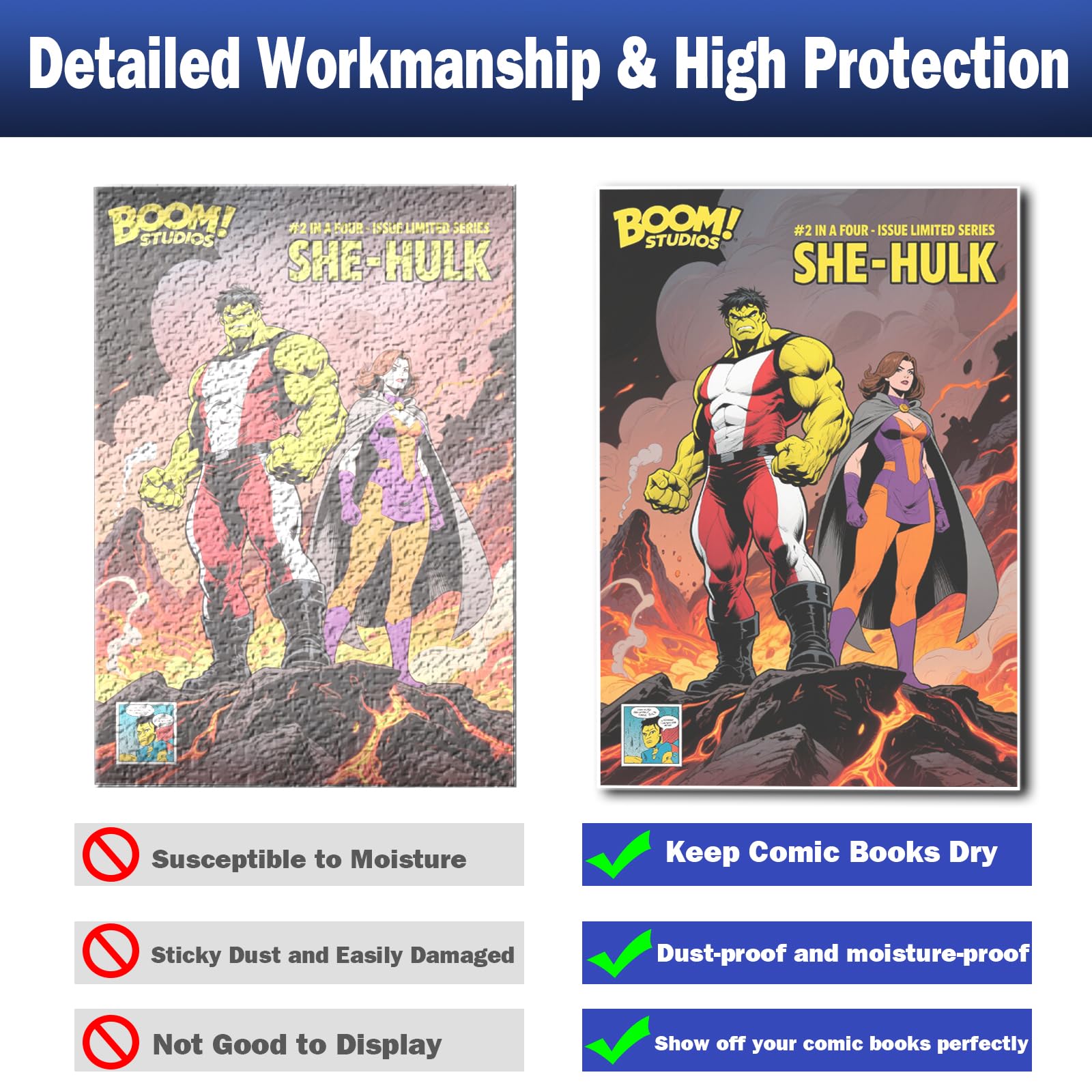 100ct Current Comic Book Bags and Boards-Reusable Boards,Bags 4.7 Mil Acid-Free Crystal Clear，100 Comic Book Sleeves and 100 Thick Comic Book Boards，Archival Quality，Applicable to Most Comic Books