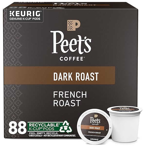 Peet's Coffee, Dark Roast Keurig K-Cup Pods - French Roast 88 Count (4 Boxes of 22 Pods)