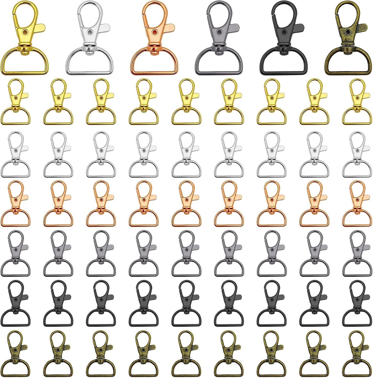 60pcs Swivel Snap Hook D Ring,Metal Swivel Clasps D Rings