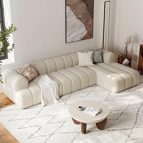 homary Sofá modular de 3 piezas Boucle de 118 pulgadas con diván  Sofá moderno en forma de L con espuma de alta densidad, fácil montaje