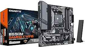 GIGABYTE Placa-mãe B550M Gaming X WIFI6 - CPU AMD Ryzen 5000, 5+3 fases VRM, até 3200MHz DDR4, 1xPCIe 4.0 + 1xPCIe 3.0 M.2, Wi-Fi 6, LAN 1GbE, USB 3.2 Gen 1