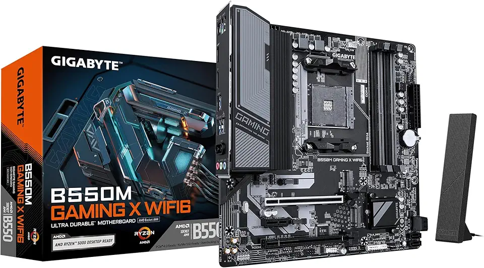 GIGABYTE Placa-mãe B550M Gaming X WIFI6 - CPU AMD Ryzen 5000, 5+3 fases VRM, até 3200MHz DDR4, 1xPCIe 4.0 + 1xPCIe 3.0 M.2, Wi-Fi 6, LAN 1GbE, USB 3.2 Gen 1
