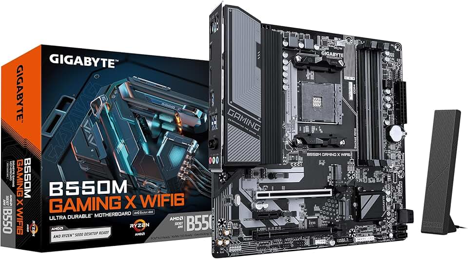 GIGABYTE Placa-mãe B550M Gaming X WIFI6 - CPU AMD Ryzen 5000, 5+3 fases VRM, até 3200MHz DDR4, 1xPCIe 4.0 + 1xPCIe 3.0 M.2, Wi-Fi 6, LAN 1GbE, USB 3.2 Gen 1