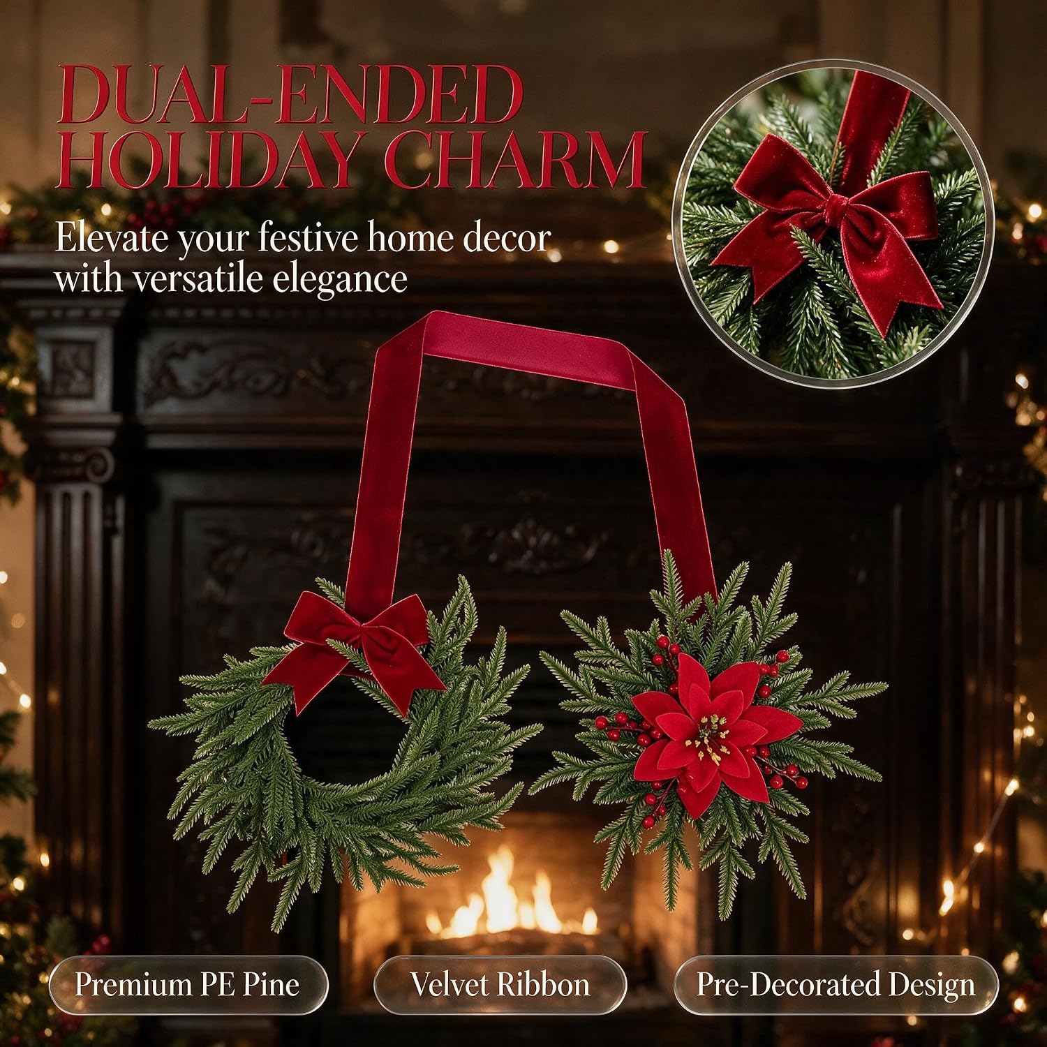 Artificial Norfolk Pine Double Ended Christmas Door Swag