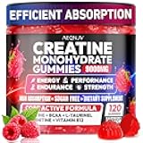 Creatine Gummies Monohydrate Complex 9000MG, Pre-Workout for Men & Women, Creatine Gummy with L-Taurine, BCAA 2:1, B12/6 for Muscle Support, Enhance Strength, Energy Boost-120 Count
