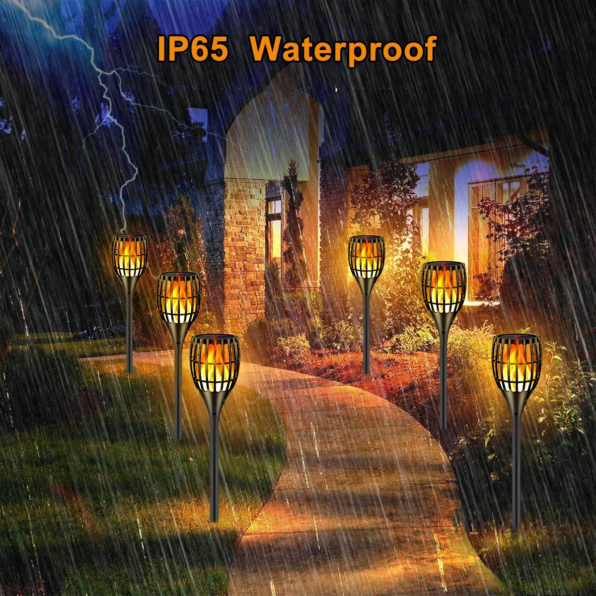 Solar-Taschenlampe mit flackernder Flamme, Solarleuchten für den Außenbereich, Garten, wasserdicht, tanzende Flammen, flackernde Flammen, Gartenlichter, Landschaftsdekoration, Weg, Terrasse,
