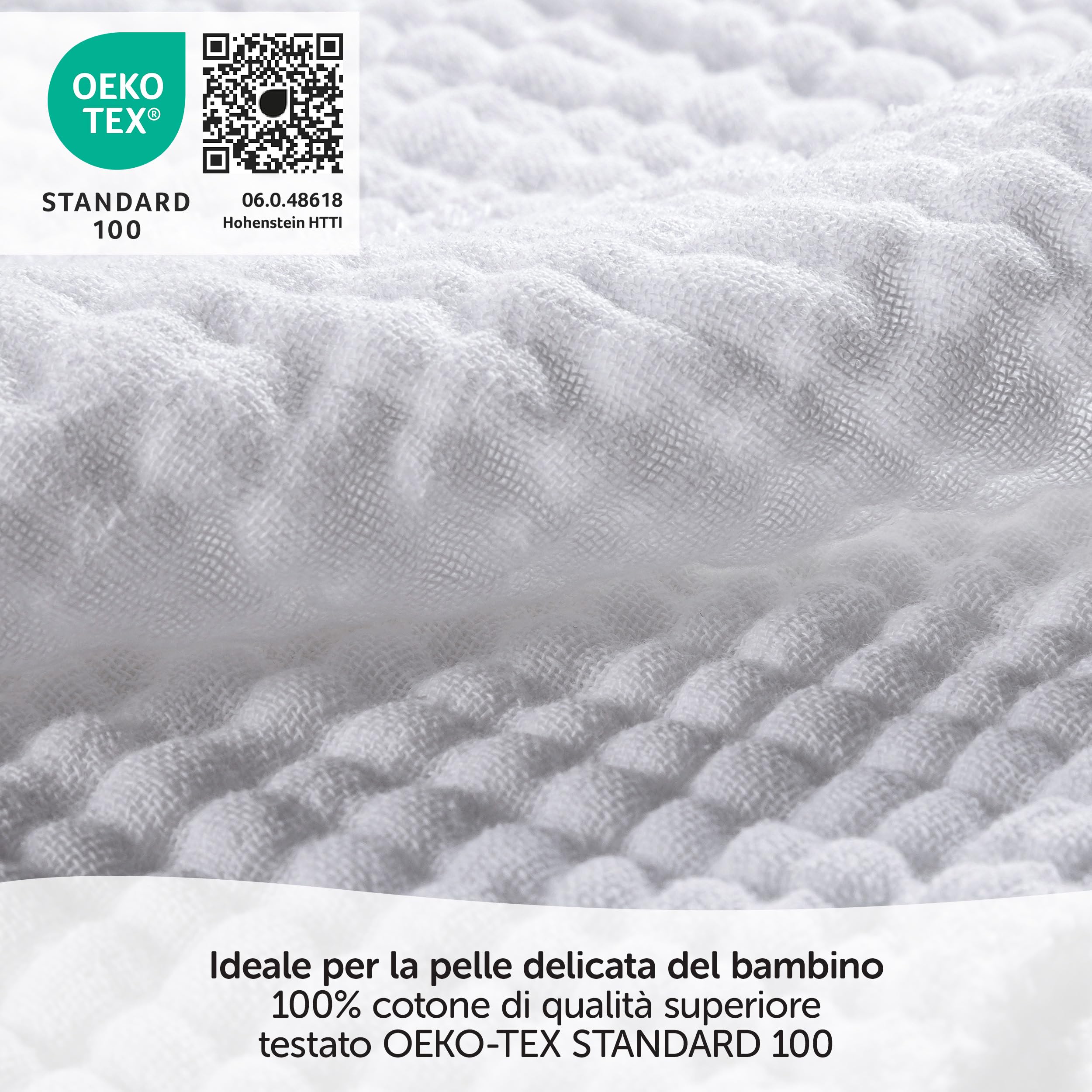 Salviette Di Mussola Per Neonato 30x30 Cm - 100% Cotone, Con Asola, Set Da 9 Pezzi Bianco E Rosa - Foto 10