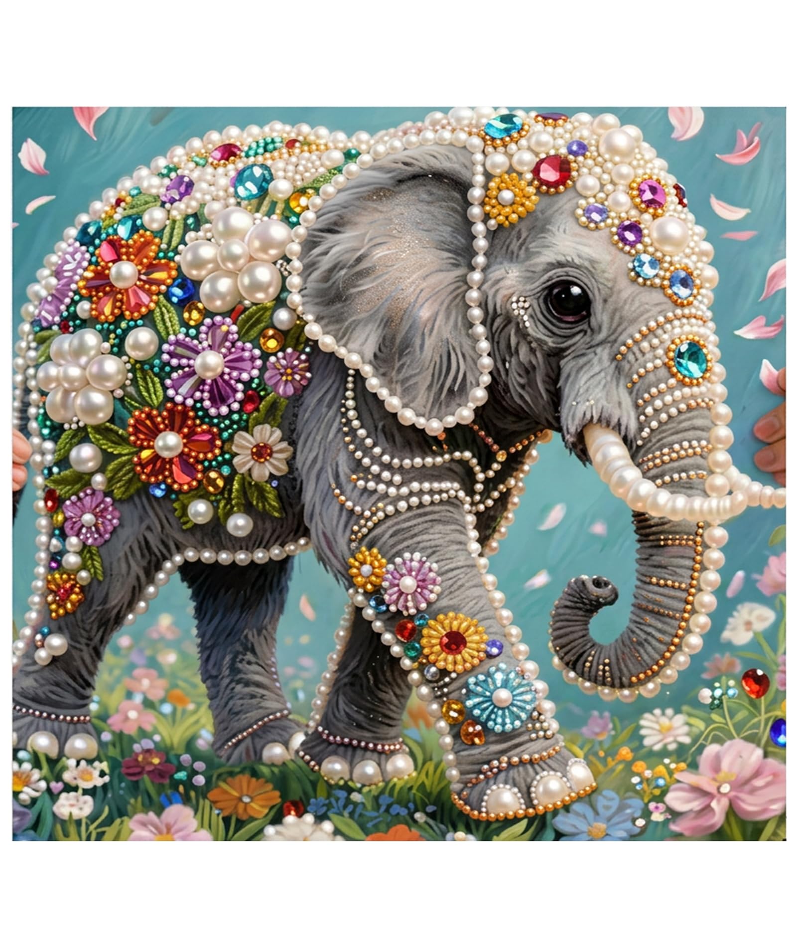 ZippyLiva 1-Pack DIY Elephant Diamond Painting Kit for Adults, Faux Pearl Diamond Art Kit on Oil Canvas for Home Wall Decor-image-22