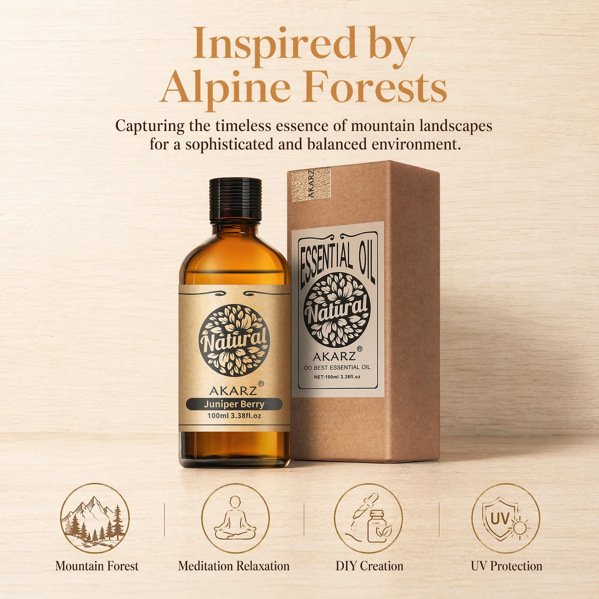 AKARZ 100ml Olejek esencjny z Jagód Jałowca - Naturalny olejek aromatyczny do dyfuzorów, lamp aromatycznych i aromatów pomieszczeń