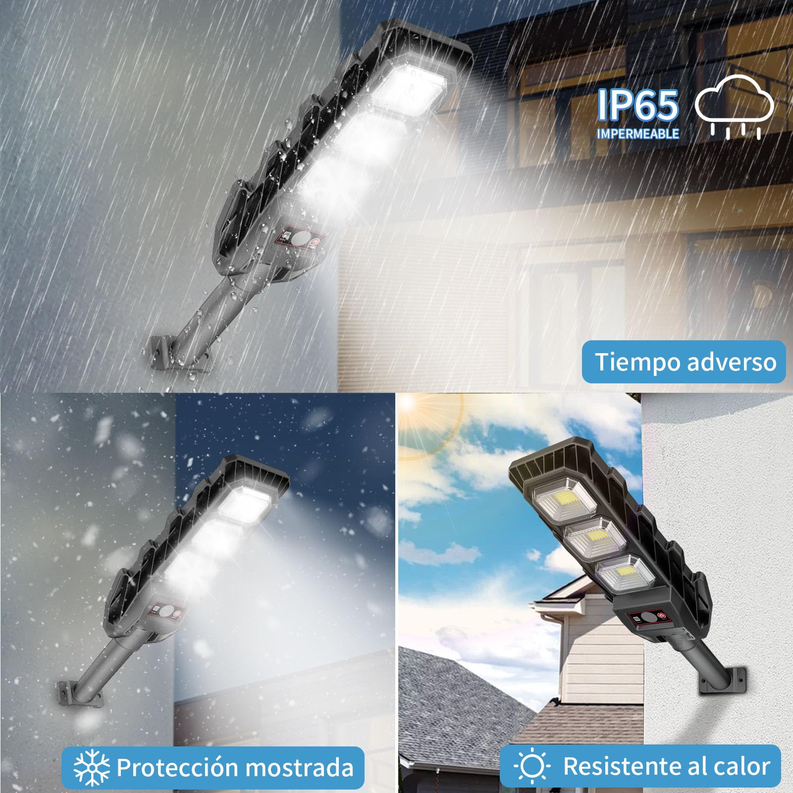 JESLED Farola Solar LED 90W con Sensor de Movimiento y Mando - 6000mAh Batería Luz Exterior IP65 6500K para Jardín/Calles, Luces Solares Exteriores Impermeables con Control Remoto