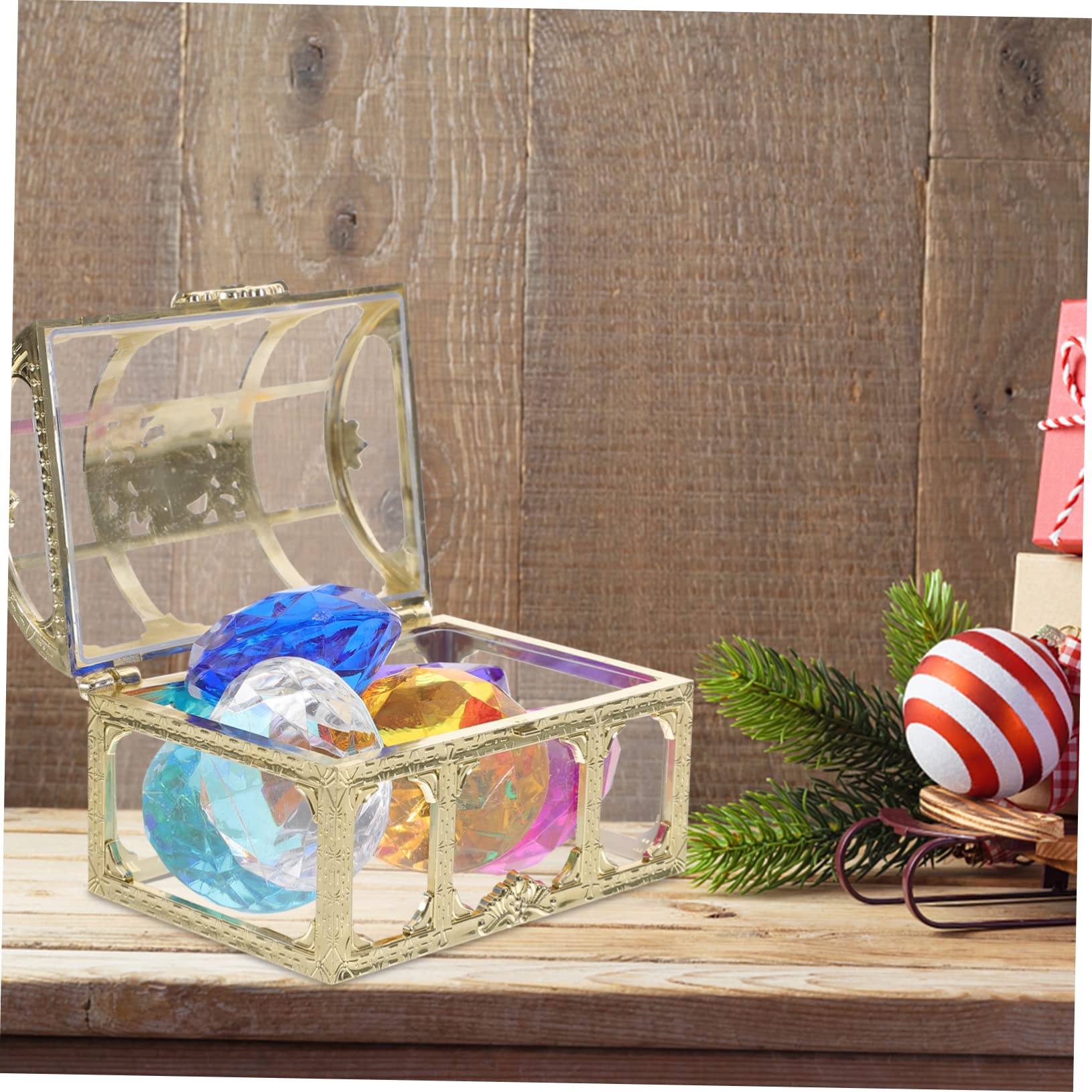 BESPORTBLE 1Set Pirate Treasure Box with Fake Gems Underwater Gemstone Diving for Summer Pool Party Fun with Gems and Treasure Chest