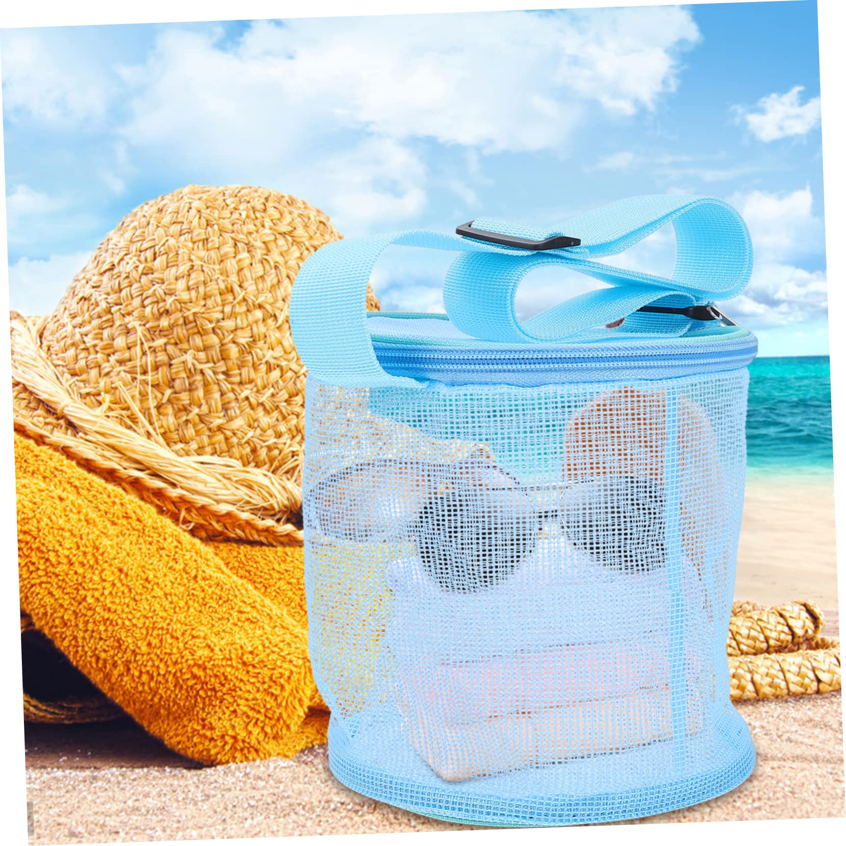 KESYOO Compact Shell Bag Lightweight Mesh Beach Bag for Boys and Girls for Beach Toys Storage