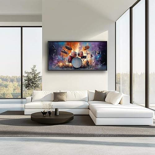 Miniatura 5 de Arte de pared grande para sala de estar, lienzo de tambor, decoración de pared, imágenes musicales, festivales musicales, pinturas de instrumentos,