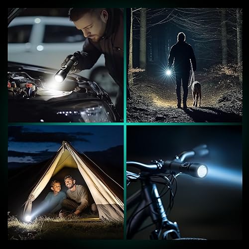 Miniatura 7 de Consciot Linterna recargable con un clic de encendidoapagado, máx. 1200 lúmenes, 7 modos ajustables incluyendo modo de bloqueo, potente luz de flash