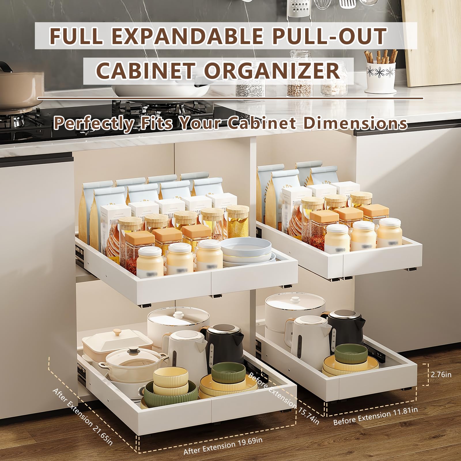 Yavozokl Pull Out Cabinet Organizer,Expandable(D15.7-21.6