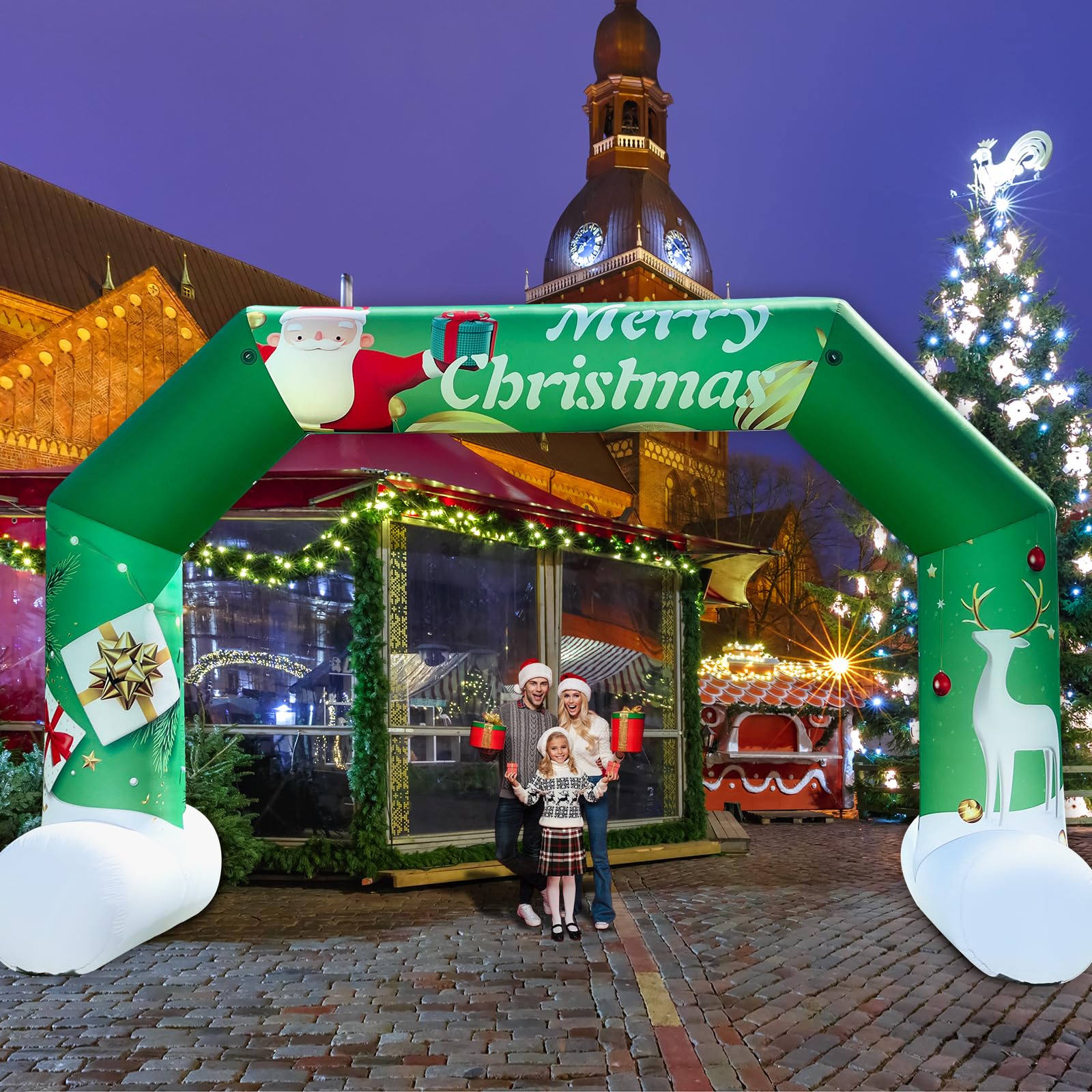 WARSUN 20Ft Premium Christmas Inflatable Arch Blow up Christmas Decorations Outdoor Holiday Decor for Outdoor Yard Lawn Business