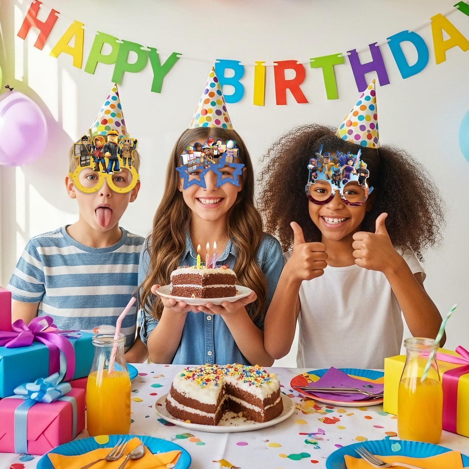 6 Pack Roblo-x Supllies, Novelty Funny Photo Booth Props, Colorful Birthday for Roblo-x Party Decorations
