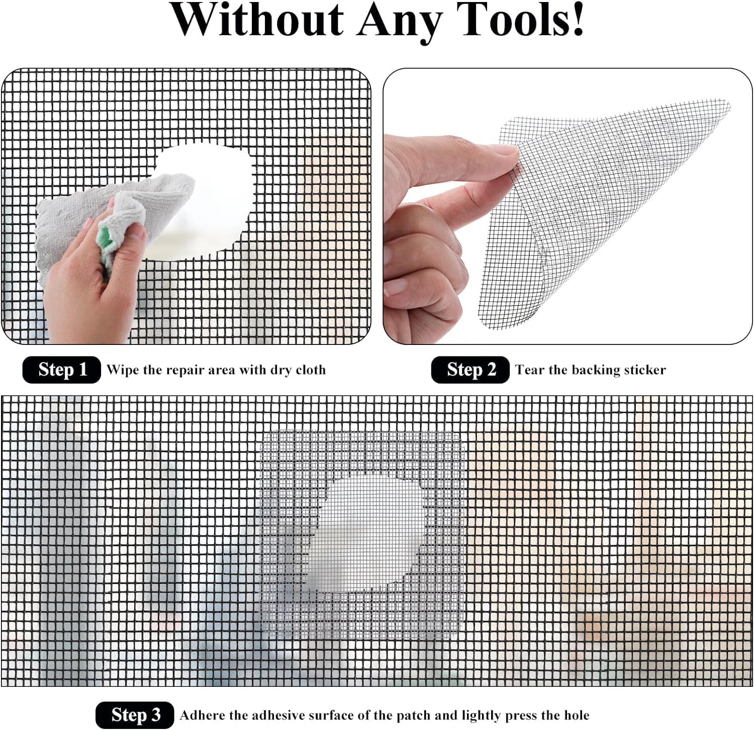 Window Screen Repair Tap, Strong Adhesive & Waterproof Window Mosquito net Covering Mesh Tape for Door Tears Holes Screen Patch Repair (200Cm X 5CM) — Amazon image 7
