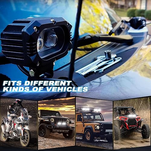 Miniatura 8 de Nicoko Barra de luces LED blanca y amarilla, luces antiniebla de 4 pulgadas, 60 W, luces de trabajo para motor, SUV, ATV, camión, barco, tractor,