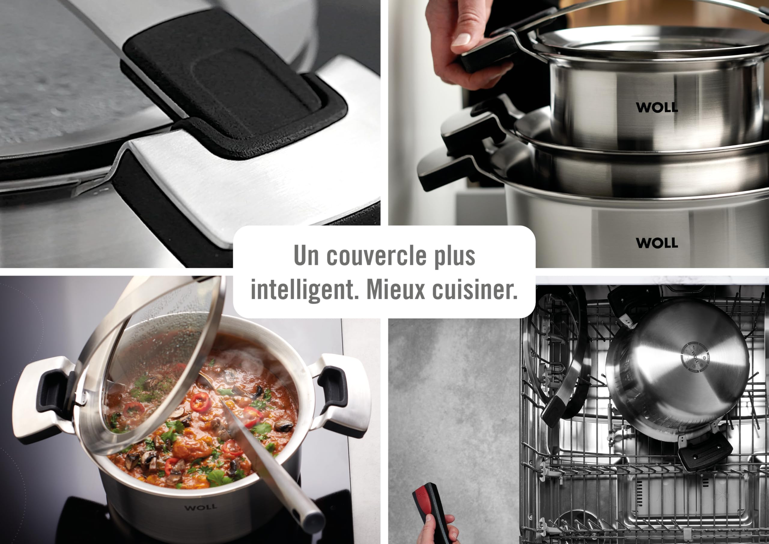 Woll – Concept PRO poêle Ø 28 cm inox, hauteur 5 cm – induction – tous feux – compatible four jusqu’à 220 °C – argenté