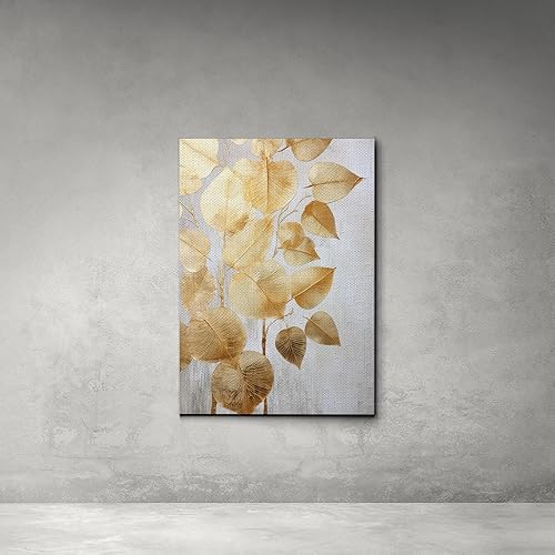 Miniatura 4 de Original Ginkgo biloba Print On Canvas, Modern Textured Gold Wall Art, Abstract Gold Leaves Print, Living room Wall Decor, Canvas, Wall