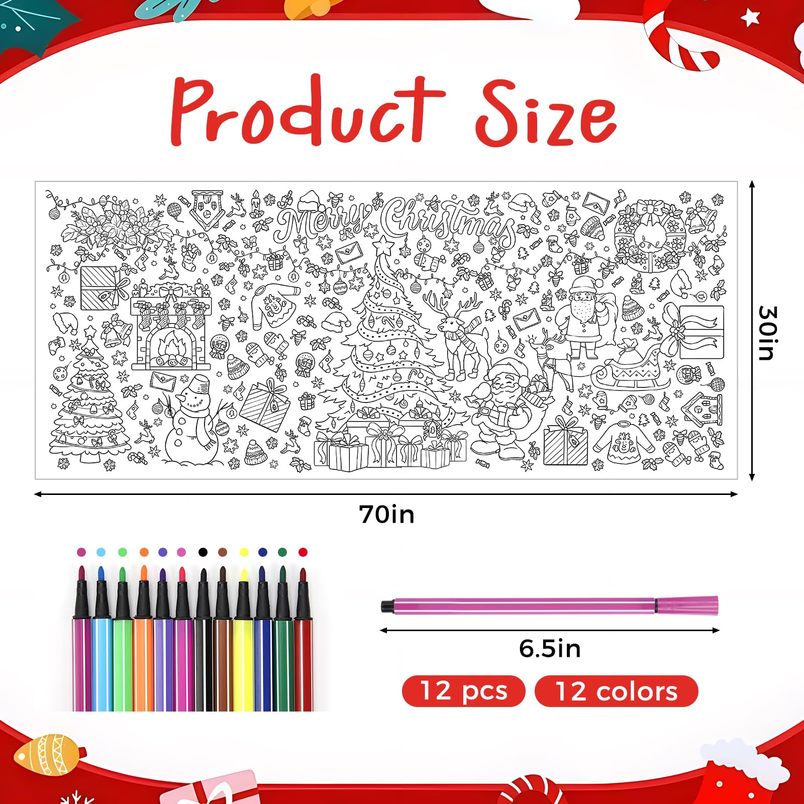 Leikedun Christmas Colouring Table cloth - Image 2