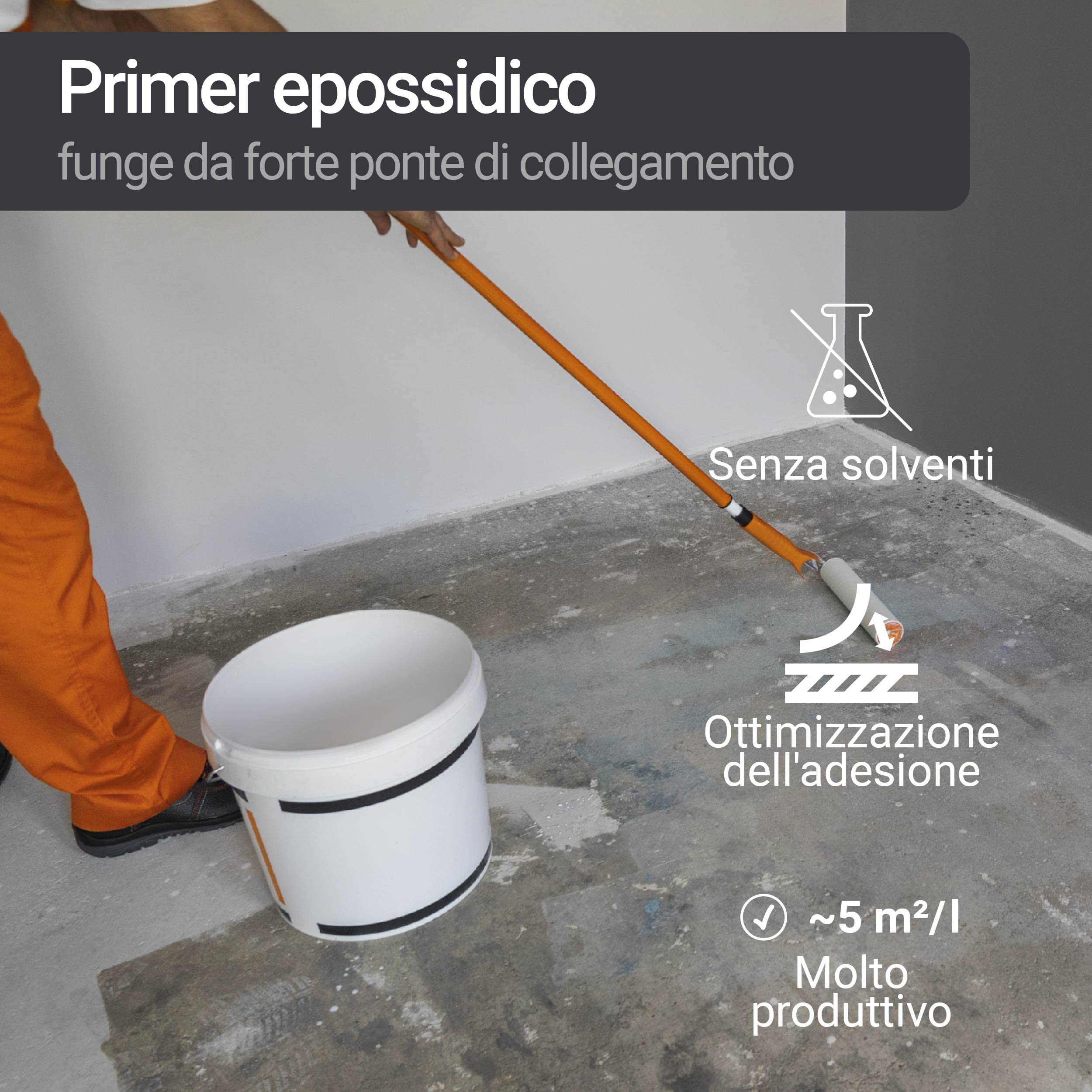 WO-WE Fondo Primer per pavimenti Cemento Calcestruzzo Gesso Aggrappante Pittura W703-5kg