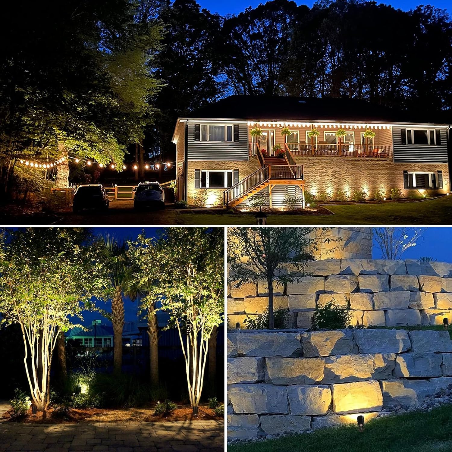 SUNVIE 3W Low Voltage Landscape Lighting LED Landscape Lights with Connectors Waterproof Low Voltage Spotlight 3000K Warm White Outdoor Spot Lights for Yard Garden House Tree Wall, 8 Pack